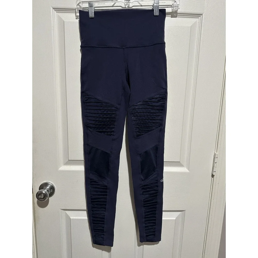 Alo Yoga Moto Leggings Navy Blue XS-S